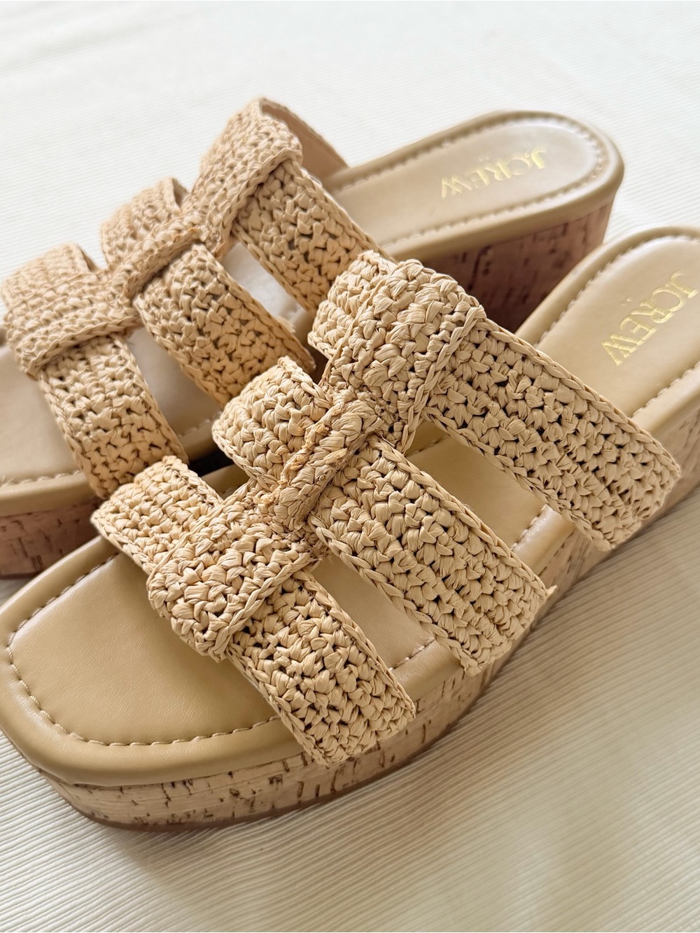J. Crew Womens Sandals Slip On Wedge Cork Strappy Casual Resort 7